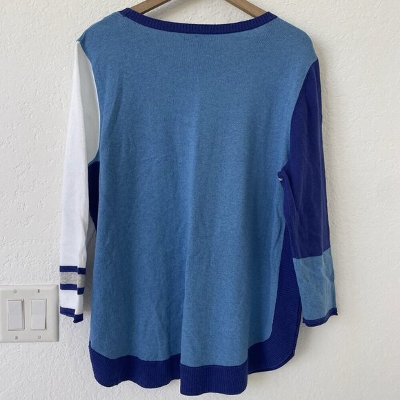 Habitat Clothes To Live Womens Geometric Colorblock Sweater Size XL Blue Cotton - Picture 2 of 16